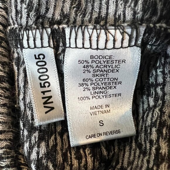 New York & Company Dress S Black White Textured Peplum Stretch Midi Size Small - Picture 11 of 11